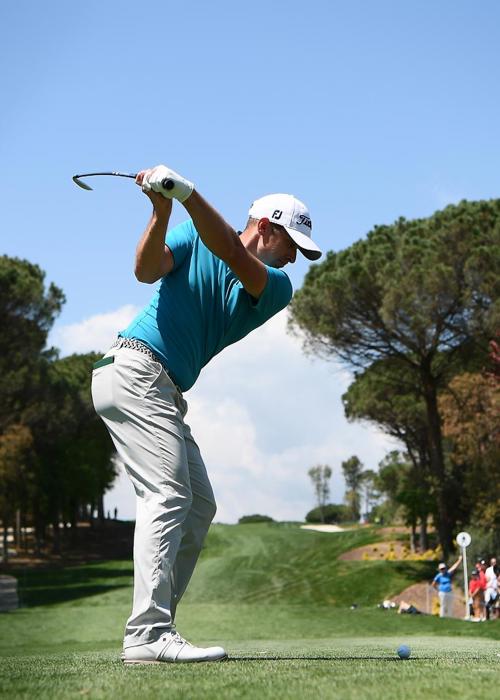 Golfer Tee Shot During Tournament at Camiral Stadium Course Girona