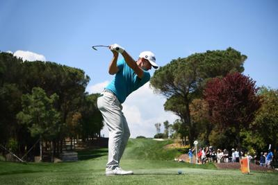 Golfer Tee Shot During Tournament at Camiral Stadium Course Girona