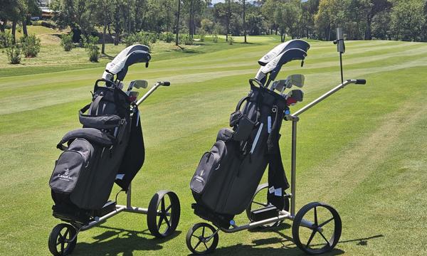 Golf Trolleys On Fairway At Camiral Golf Resort