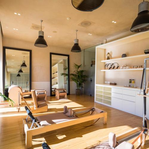 Modern bright pilates studio at the Camiral 5* wellness spa in Girona