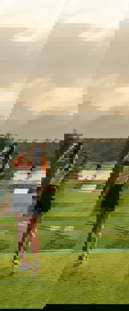 Golfer on Hole 13 at Camiral Stadium Course Girona Spain