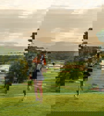 Golfer on Hole 13 at Camiral Stadium Course Girona Spain