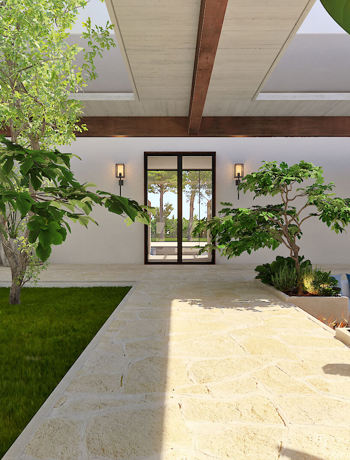Interior garden view of Camiral wellness spa in Costa Brava