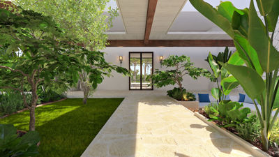 Interior garden view of Camiral wellness spa in Costa Brava