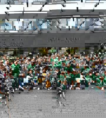 Professional Football Team Group Photo Outside Hotel Camiral Entrance in Spain