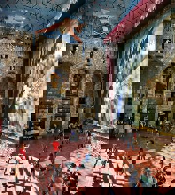 Visitors Exploring Dalí Theatre Museum in Figueres Near Hotel Camiral Girona