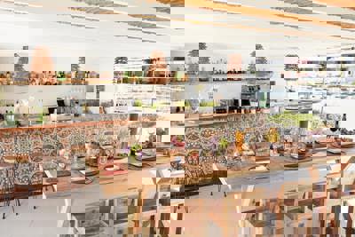 PGA Catalunya Pool Bar With Outdoor Dining Table and Mediterranean Buffet in Girona