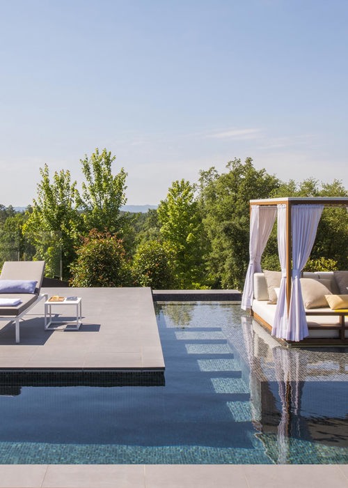 Luxury Poolside Cabana and Sun Loungers at Hotel Camiral Resort in Girona