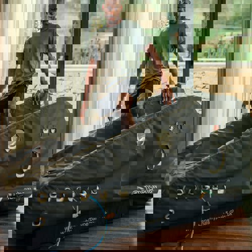 Man steps into Oxygen chamber at luxury wellness spa at Camiral in Girona