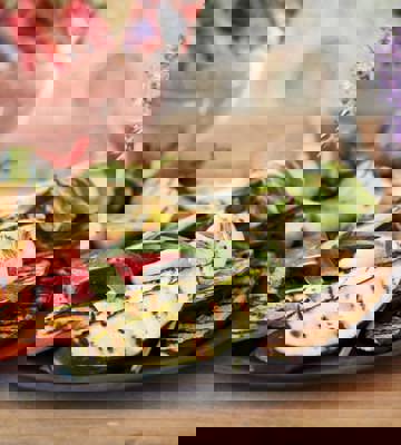 Grilled Mediterranean Vegetables Served at PGA Catalunya Pool Bar in Girona