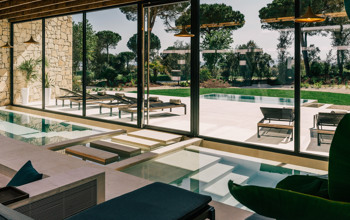 Relaxing thermal baths indoor and outdoor at luxury Camiral resort wellness spa in Catalunya