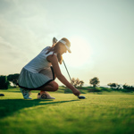 Golfer Teeing Off on Camiral Tour Course Hole 12 at PGA Catalunya Resort Girona