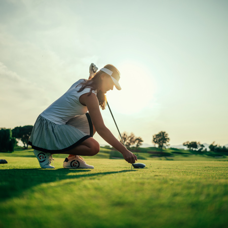 Golfer Teeing Off on Camiral Tour Course Hole 12 at PGA Catalunya Resort Girona