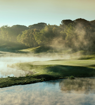 Misty Sunrise Over Championship Golf Course at PGA Catalunya Resort Girona
